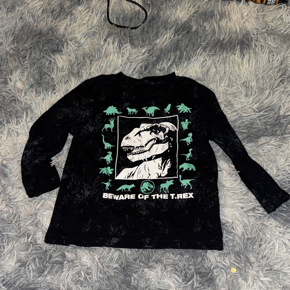 Kids T-Rex Graphic Long Sleeve Tee - Black